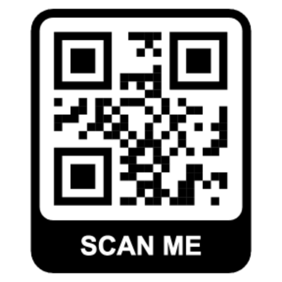 Banner QR code with a SCAN ME label