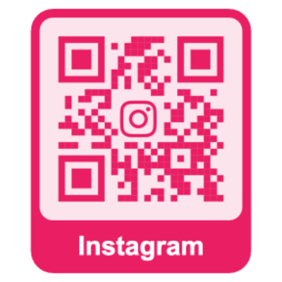 Pink Instagram QR code with an Instagram label below