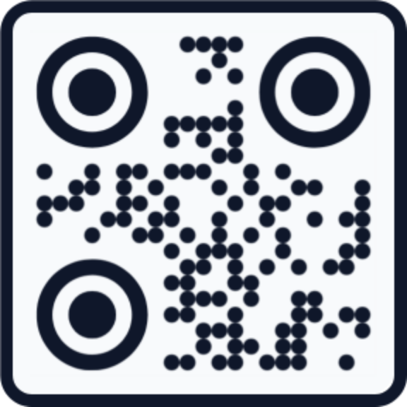 Near-black QR code made of dots with circular eyes