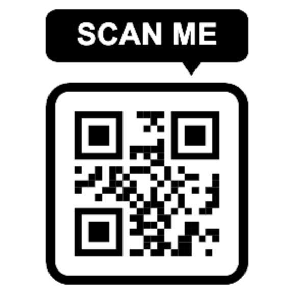 Speech bubble QR code with a SCAN ME label