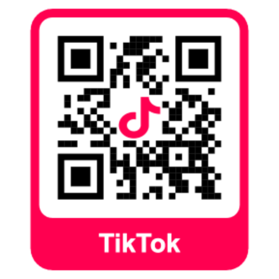 TikTok QR code with a pink banner frame